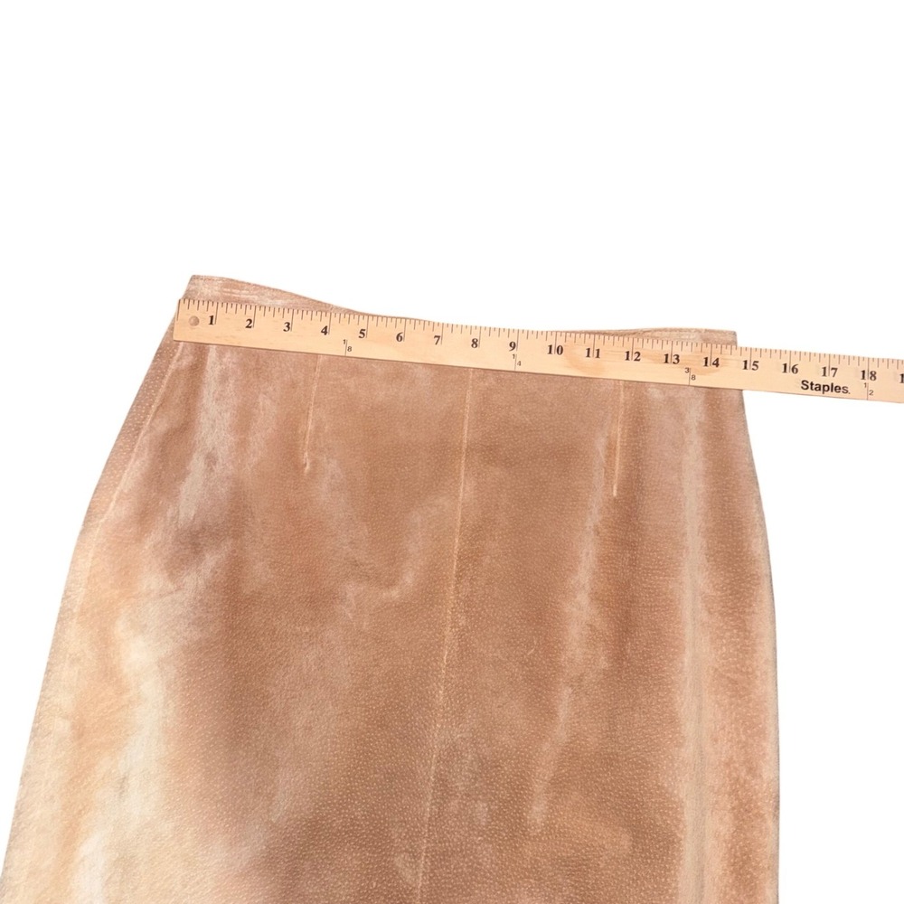 AMI Vintage 100% Leather Maxi Skirt Brown Suede Y2K Western Size 10 - Picture 5 of 7
